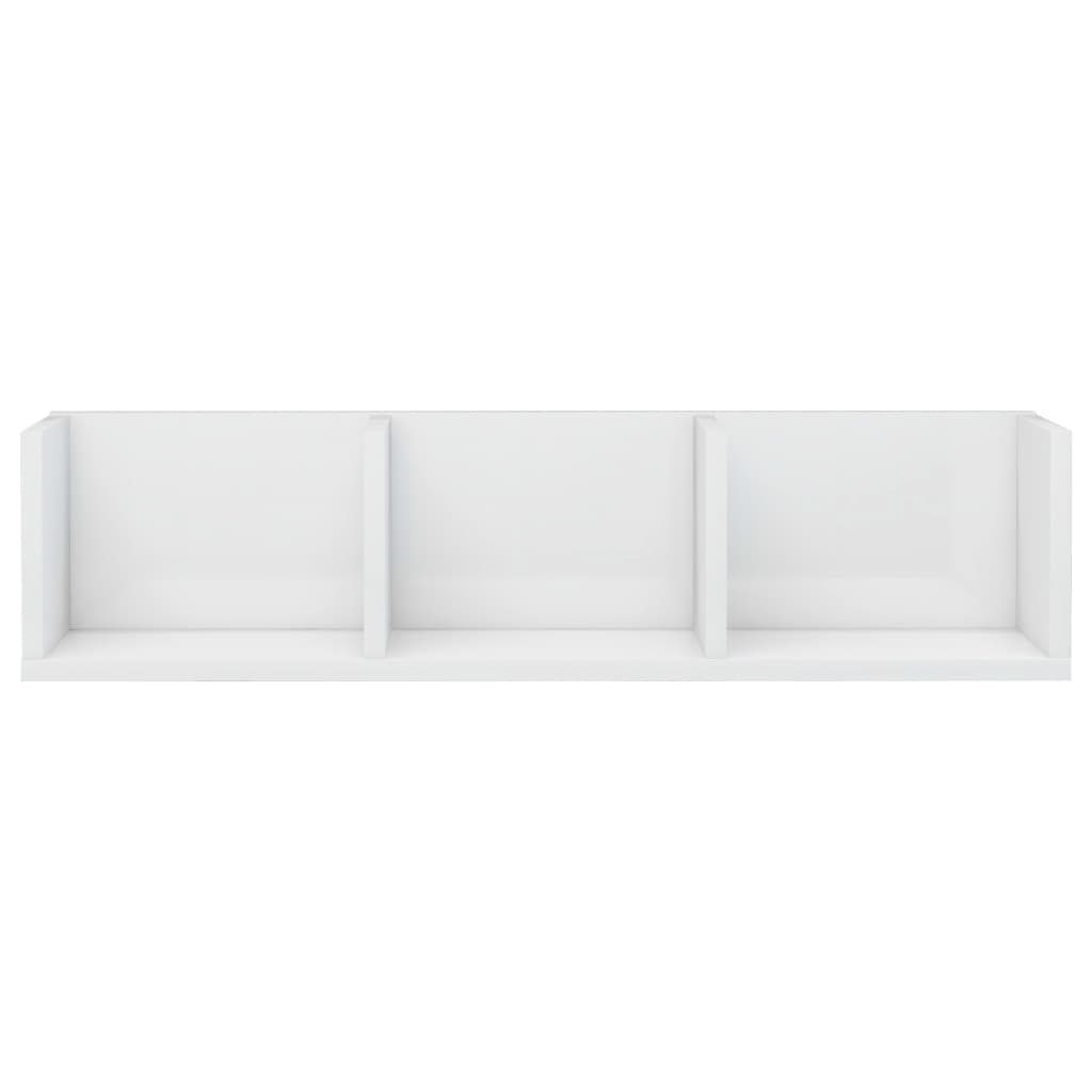 Scaffale Porta CD Parete Bianco Lucido 75x18x18 cm Multistrato